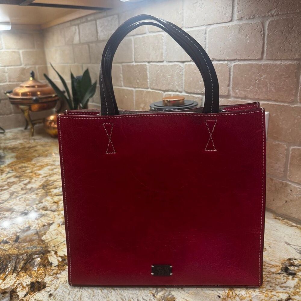 Frances Valentine Margo Tote – Red Tumbled Leather | Made in Italy | Structured